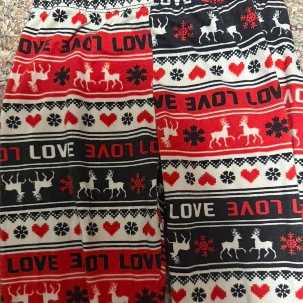 Kids Festive Love Pajama Pants - Red and Black